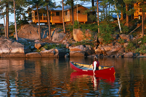 French River cabin and canoe
