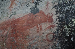 Red ochre and sturgeon fat rock art