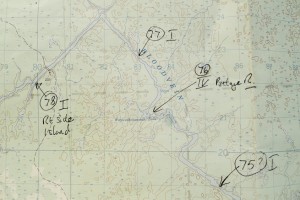 Topographical map of part of the Bloodvein river expedition