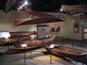 Birch bark canoes at the Canadian Canoe Museum