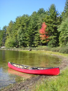 Canoe at shore on French River