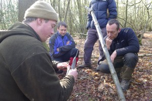 Students learning bushcraft skills first hand