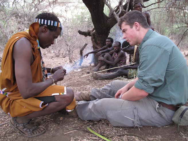 Paul Kirtley and Julius from the Hadza tribe