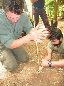 Paul Kirtley and James Bath demonstrating hand-drill