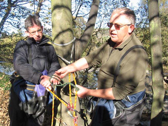Ray Goodwin setting up z-drag pulley system