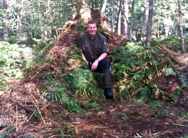 Barry Smith with leaf shelter