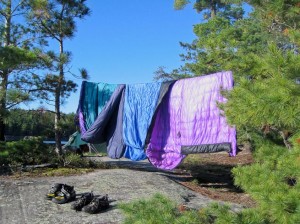 Sleeping bags and liner in the sun