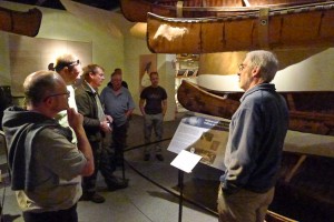 Dale Standen talking about exhibits in Canadian Canoe Museum
