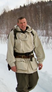 Barry Smith wearing Swedish Army Snow Smock