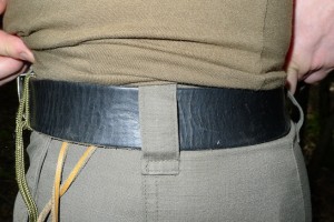 Close-up of belt loops on Austrian Army rip stop trousers