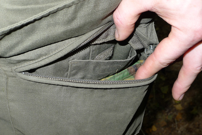 Close-up of inside the Austrian army combat trouser pocket