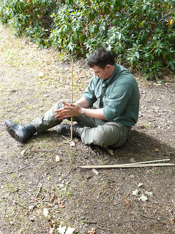 Paul Kirtley demonstrating hand-drill.