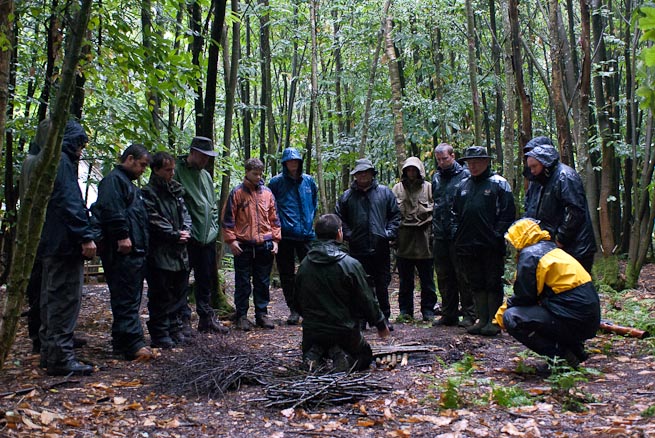 Henry Landon and group on Frontier Bushcraft course