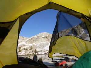 View of Sierra Nevada from inside tent