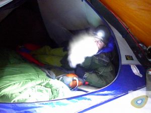 The humidity from our breathing is one of the main sources of moisture in the tents.
