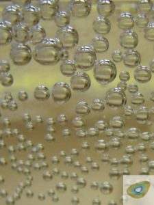 Bubbles in goldern liquid