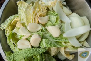 Garlic, onion and savoy cabbage